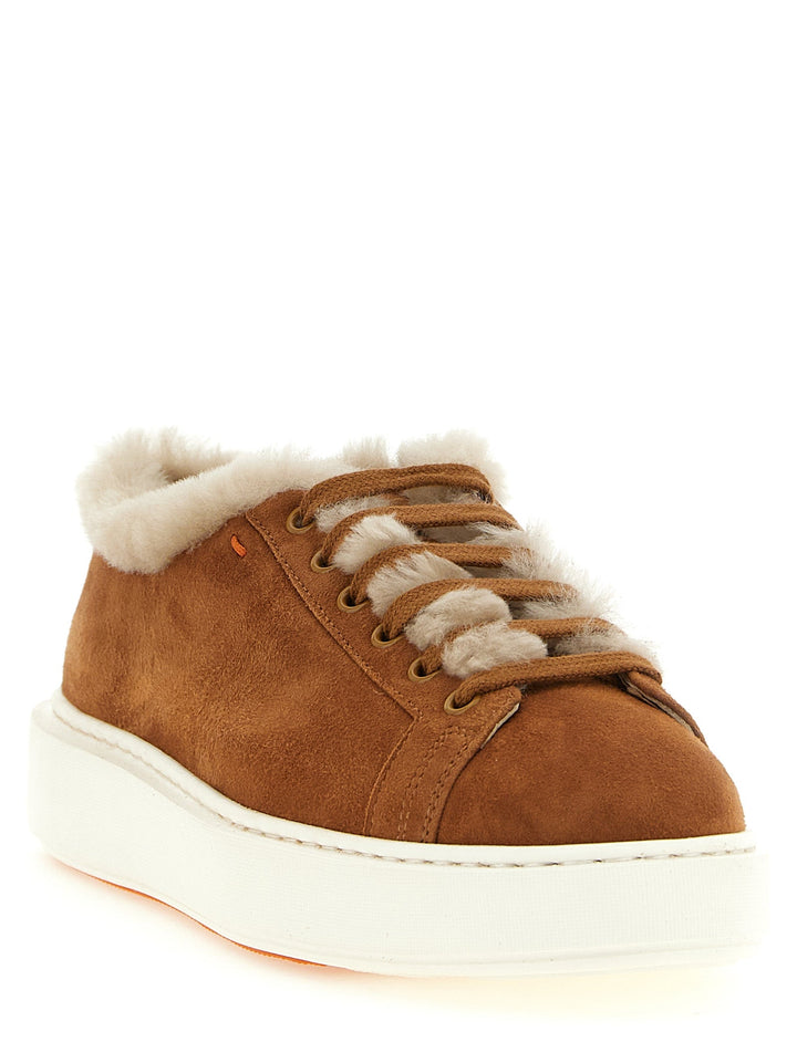 Women’s Santoni Brown Goatskin Low Top Sneakers