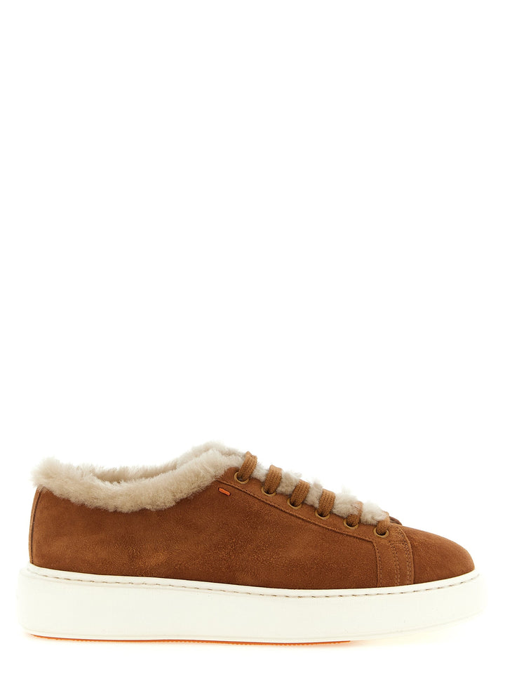 Women’s Santoni Brown Goatskin Low Top Sneakers