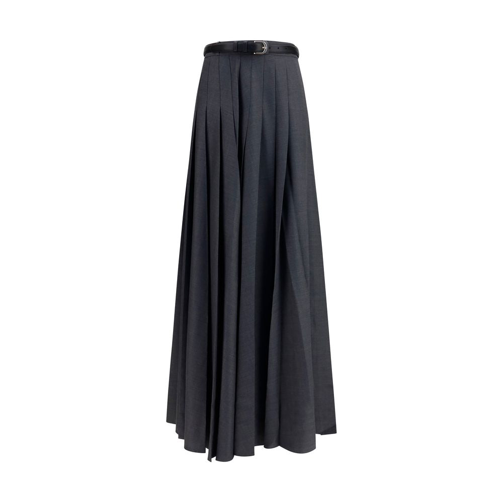 Women’s Self-portrait Gray Polyester Long Skirt