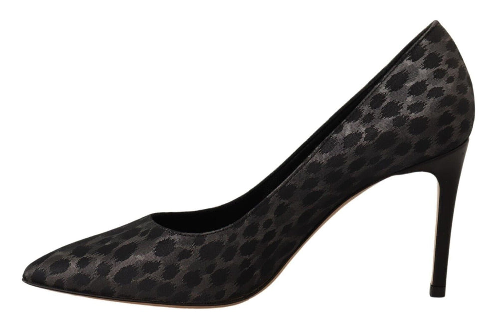 Women’s Sofia Black Leopard Leather Stiletto High Heels Pumps Shoes