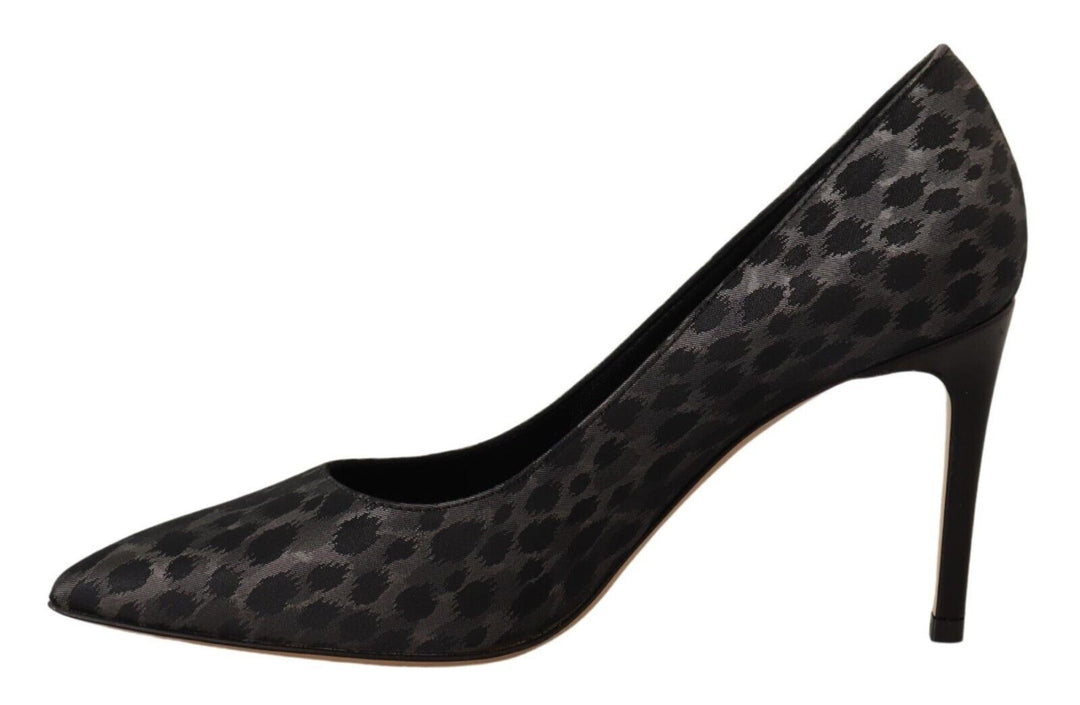 Women’s Sofia Black Leopard Leather Stiletto High Heels Pumps Shoes