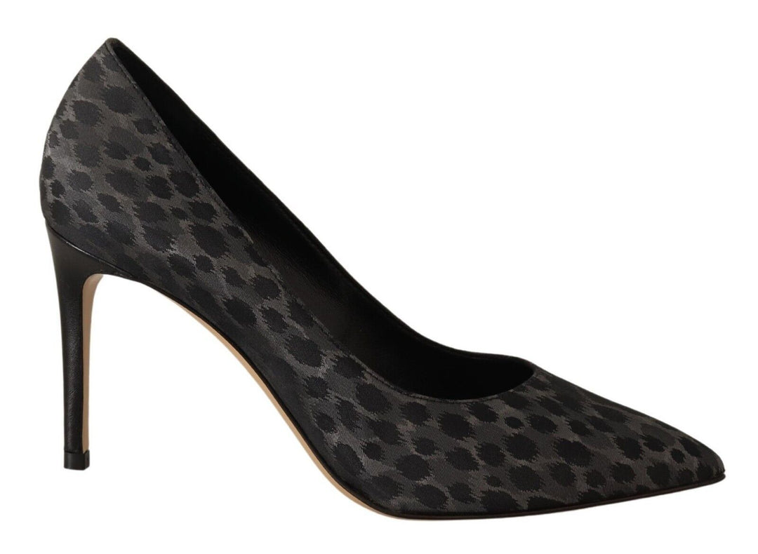 Women’s Sofia Black Leopard Leather Stiletto High Heels Pumps Shoes