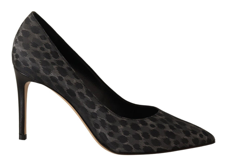 Women’s Sofia Black Leopard Leather Stiletto High Heels Pumps Shoes