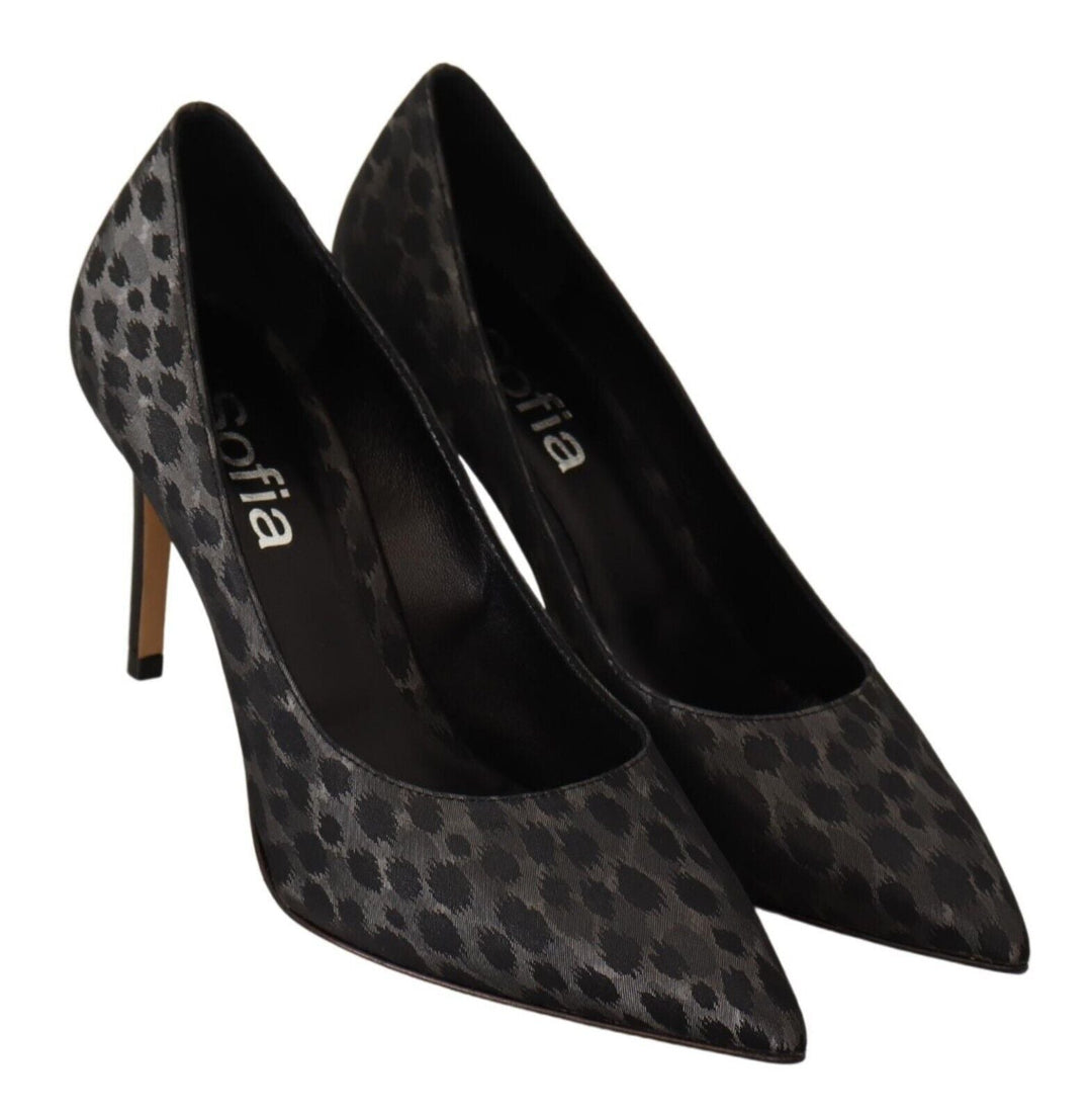 Women’s Sofia Black Leopard Leather Stiletto High Heels Pumps Shoes