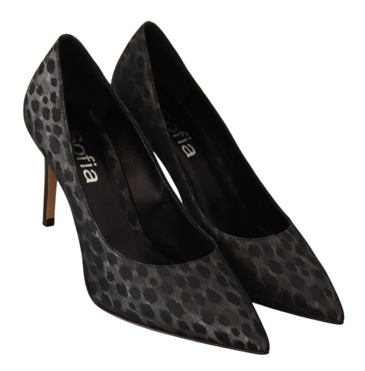 Women’s Sofia Black Leopard Leather Stiletto High Heels Pumps Shoes