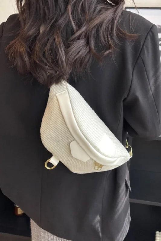Women’s Stylish Corduroy Crossbody Bag with Adjustable Removable Strap