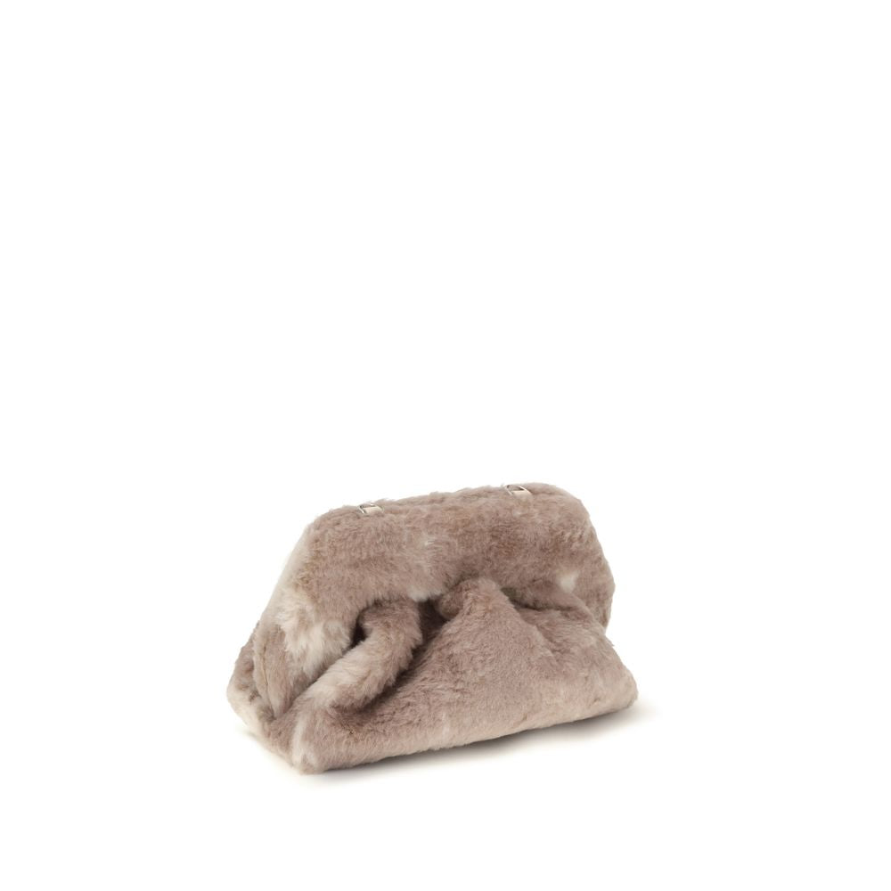 Women’s Themoirè Beige Faux Fur Clutch Bag