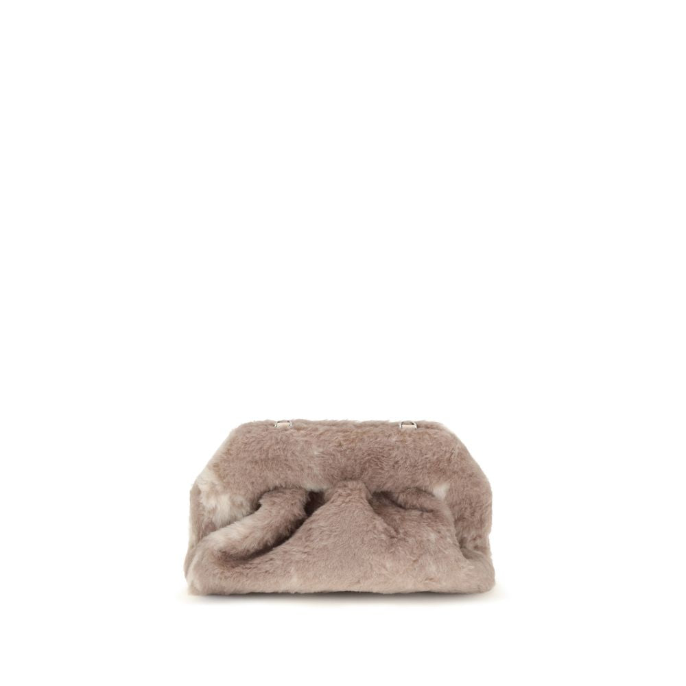 Women’s Themoirè Beige Faux Fur Clutch Bag