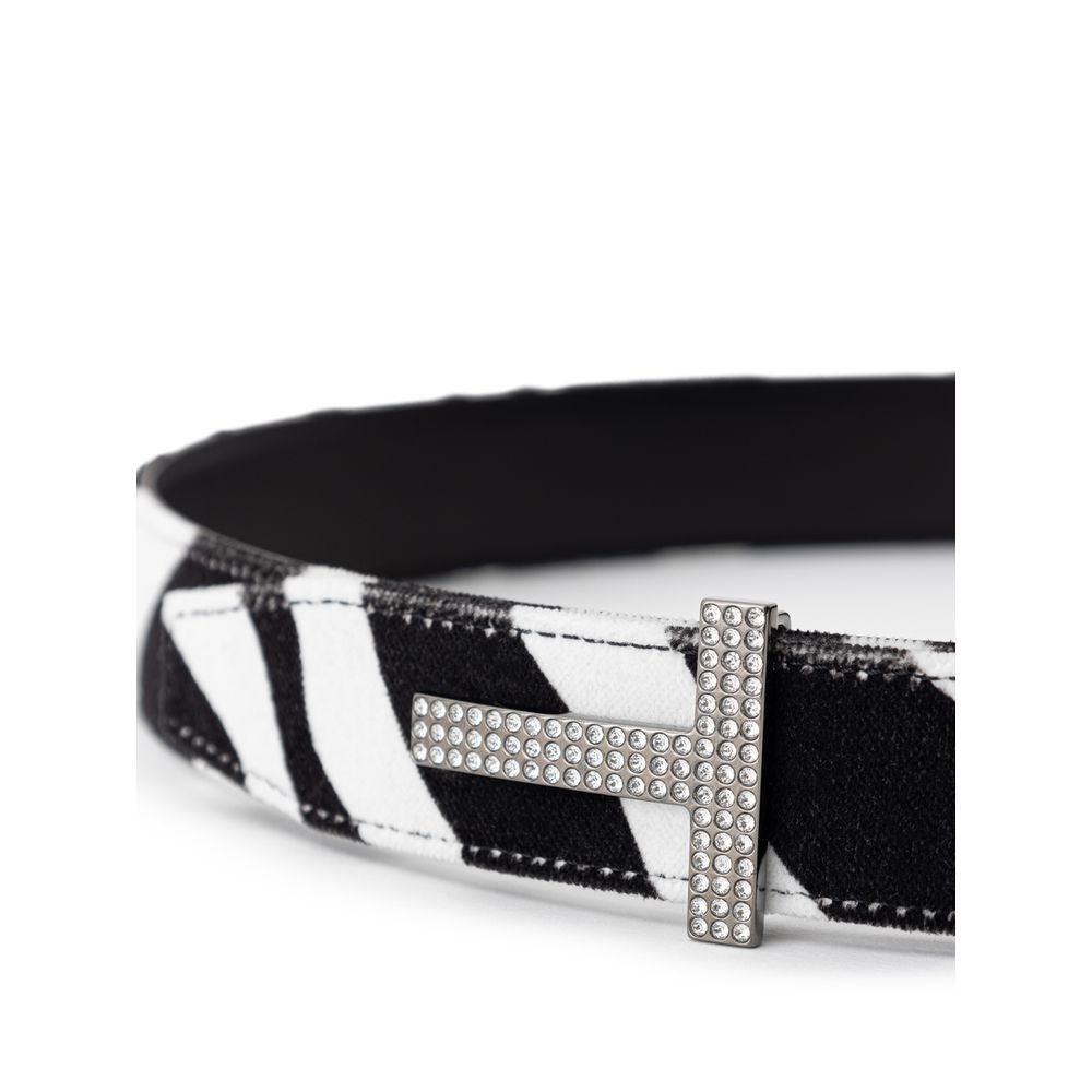 Women’s Tom Ford Black and White Leather Regular Belt