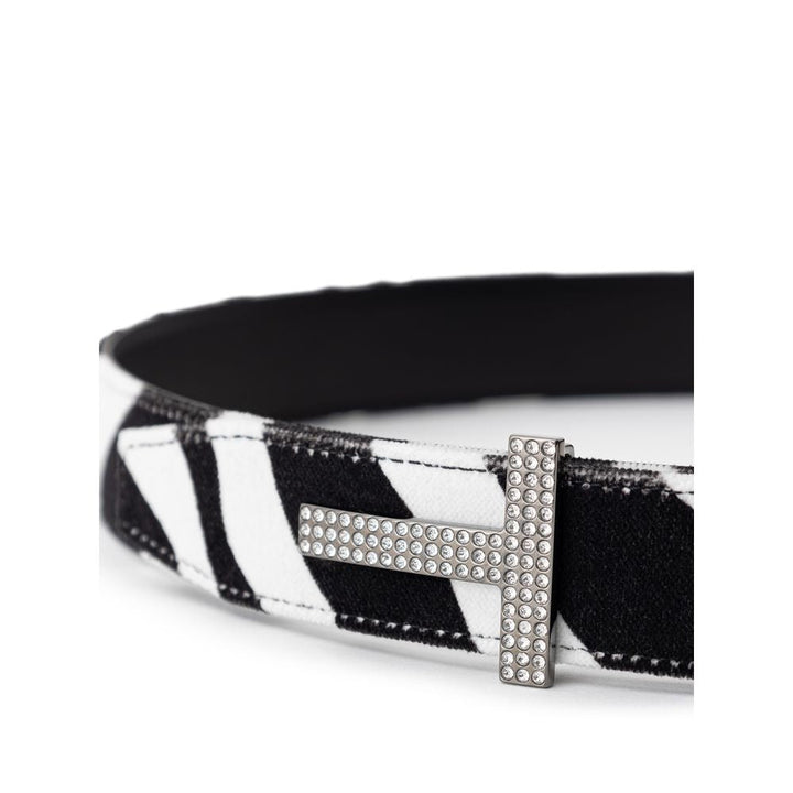 Women’s Tom Ford Black and White Leather Regular Belt