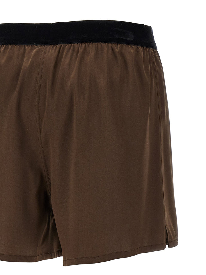 Women’s Tom Ford Brown Silk Bermuda Shorts