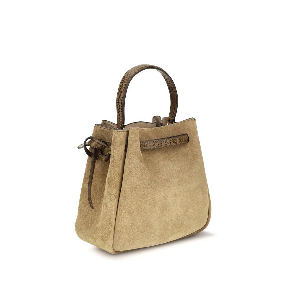 Women’s Tory Burch Beige Suede Leather Backet Bag