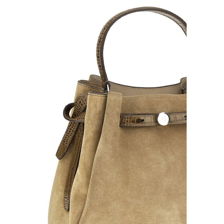 Women’s Tory Burch Beige Suede Leather Backet Bag