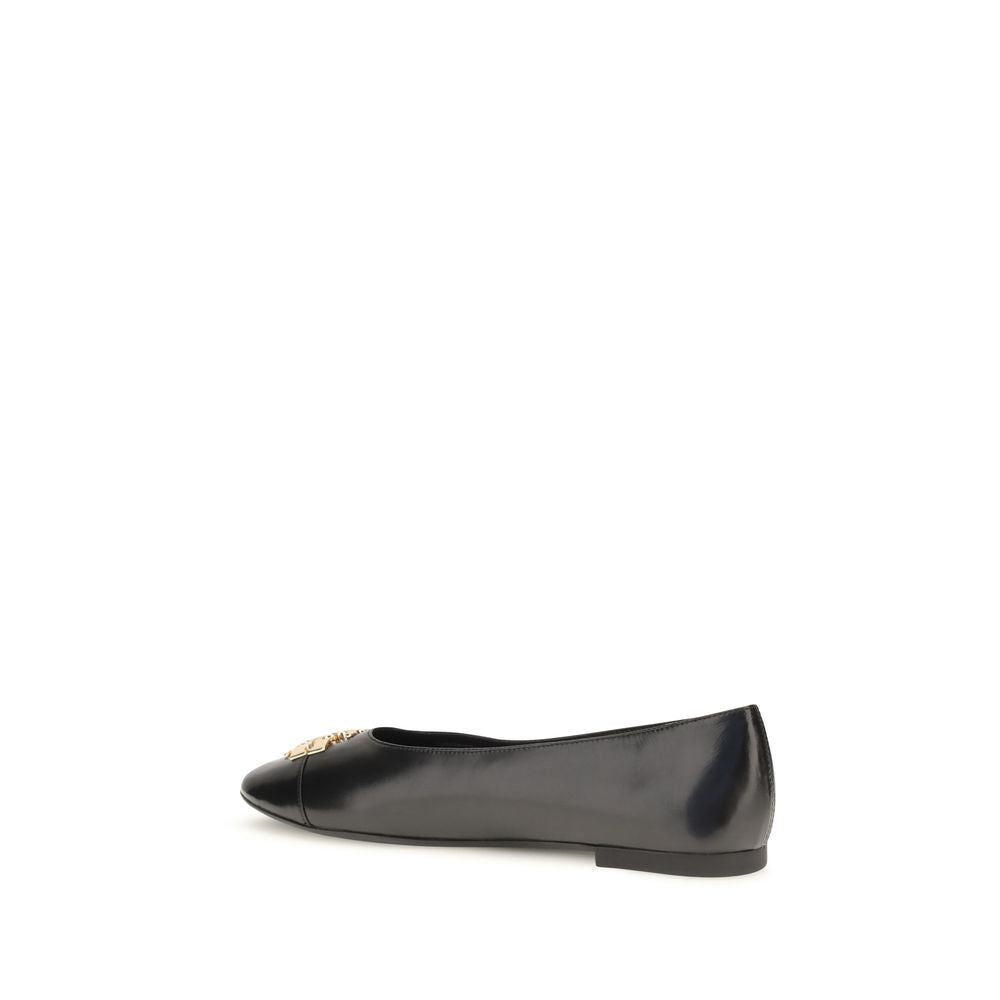 Women’s Tory Burch Black Calf Leather Bos Taurus Ballet Flats