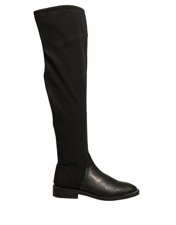 Women’s my Twin Black Leather Suede Flats High Boots Shoes