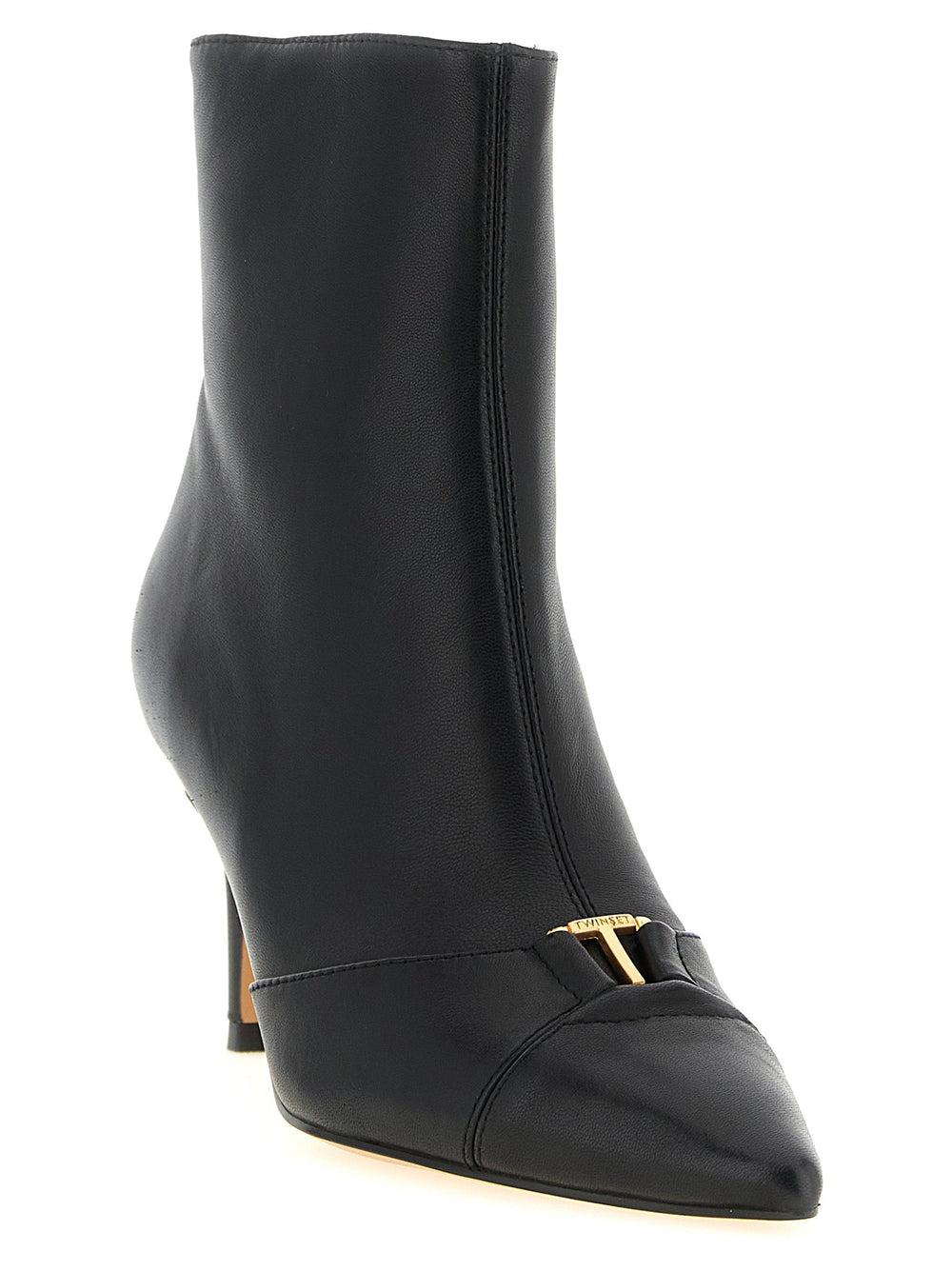 Women’s Twinset Black Leather Ankle Boots