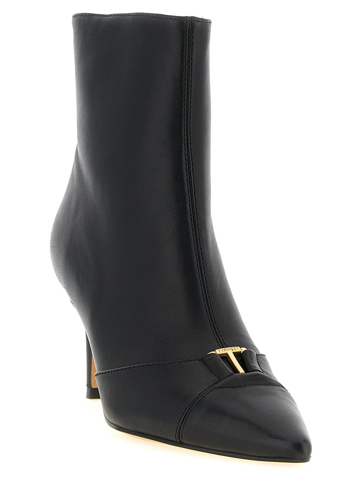 Women’s Twinset Black Leather Ankle Boots