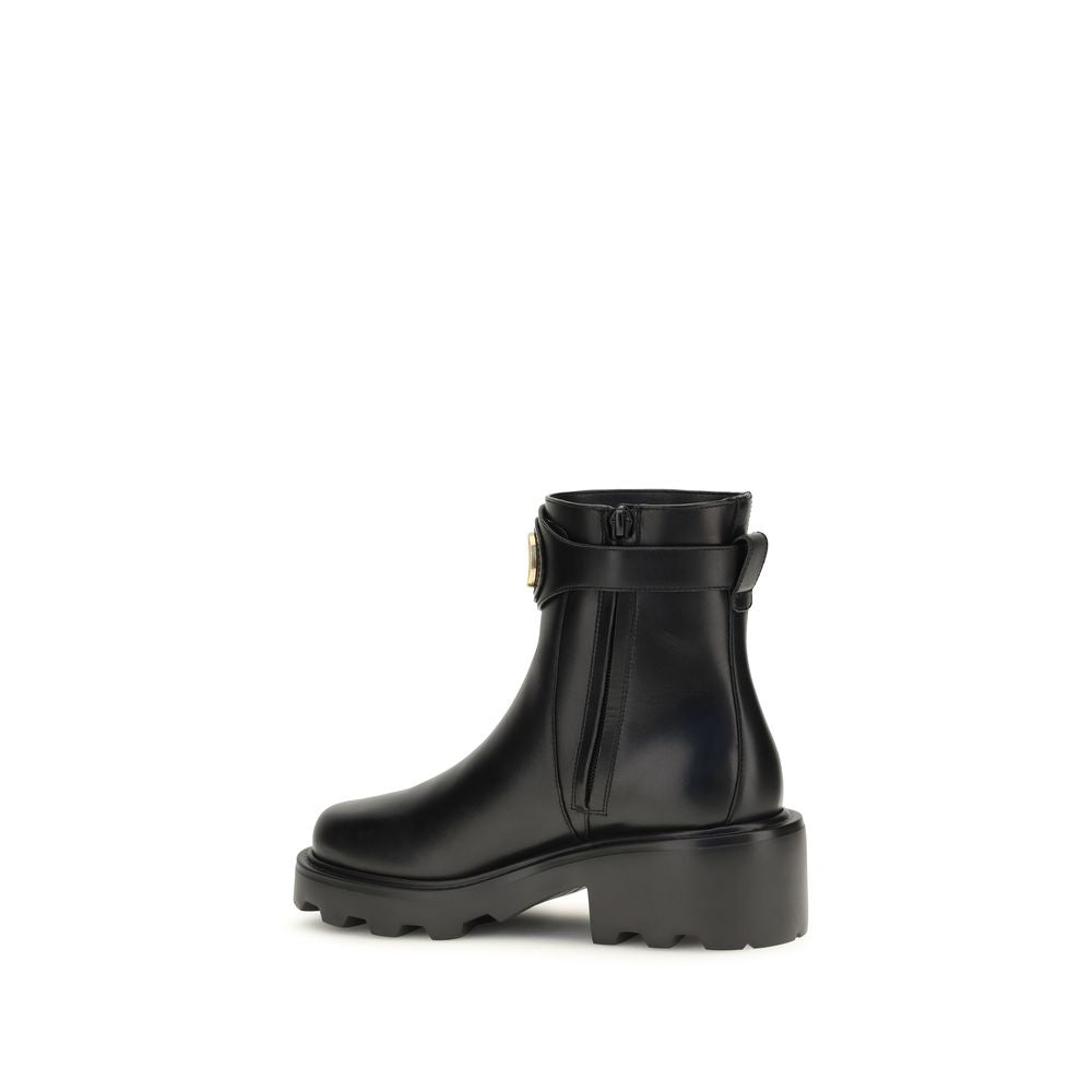 Women’s Valentino Garavani Black Calf Leather Bos Taurus Ankle Boots