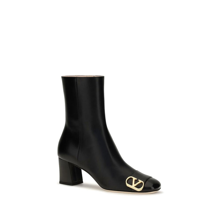 Women’s Valentino Garavani Black Calf Leather Bos Taurus Ankle Boots