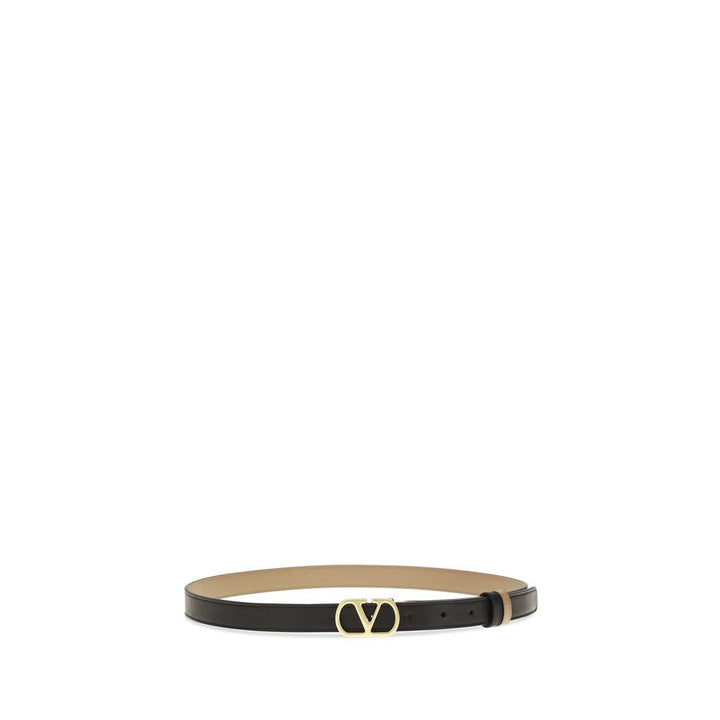 Women’s Valentino Garavani Black Calf Leather Bos Taurus Belt