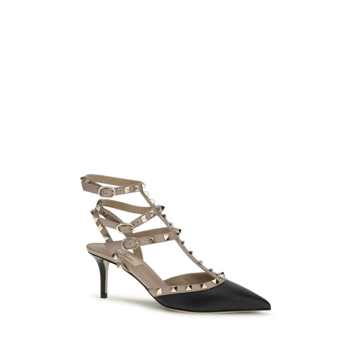 Women’s Valentino Garavani Black Calf Leather Bos Taurus Mid Heel Pumps