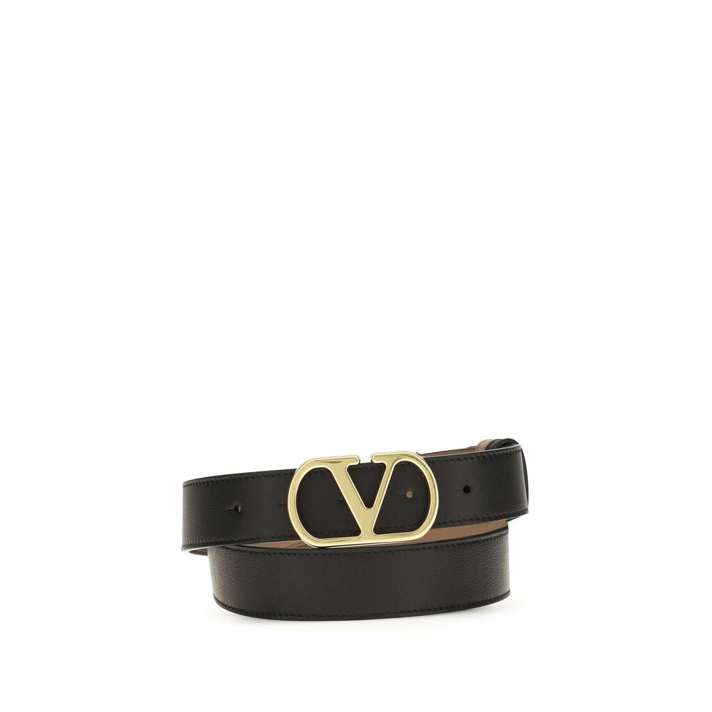 Women’s Valentino Garavani Black Calf Leather Bos Taurus Regular Belt