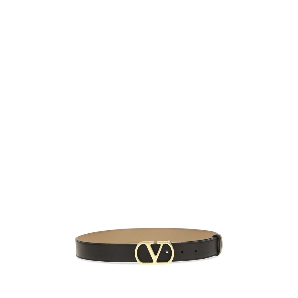 Women’s Valentino Garavani Black Calf Leather Bos Taurus Regular Belt