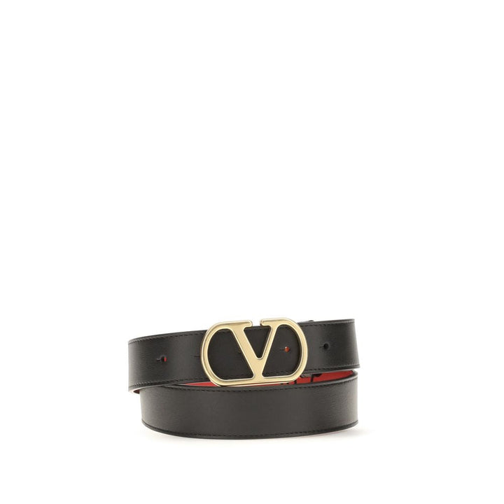 Women’s Valentino Garavani Black Calf Leather Bos Taurus Regular Belt