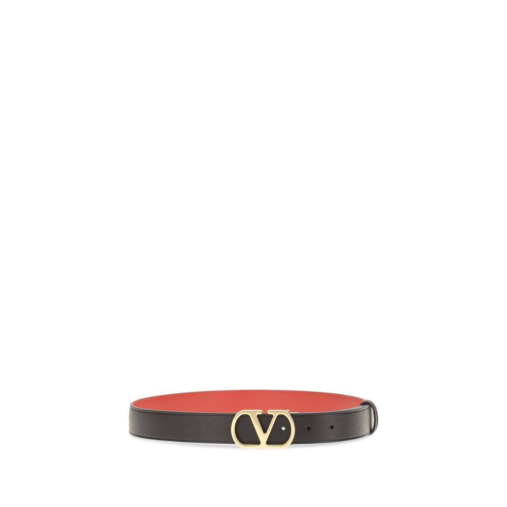 Women’s Valentino Garavani Black Calf Leather Bos Taurus Regular Belt