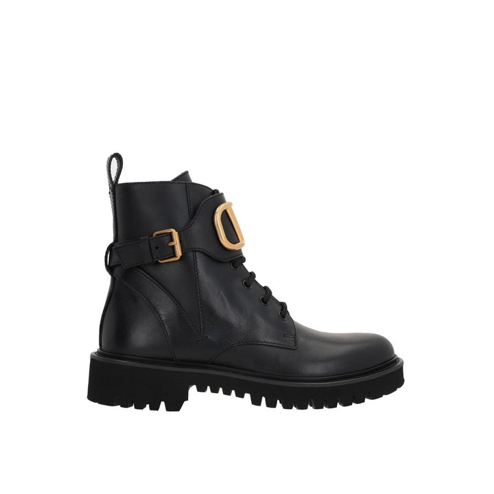 Women’s Valentino Garavani Black Calfskin Lace-up Boots