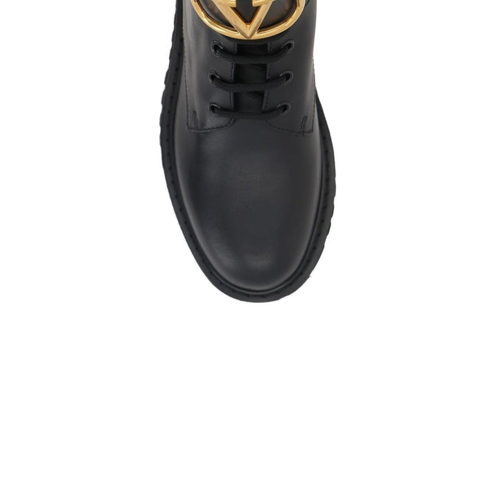 Women’s Valentino Garavani Black Calfskin Lace-up Boots