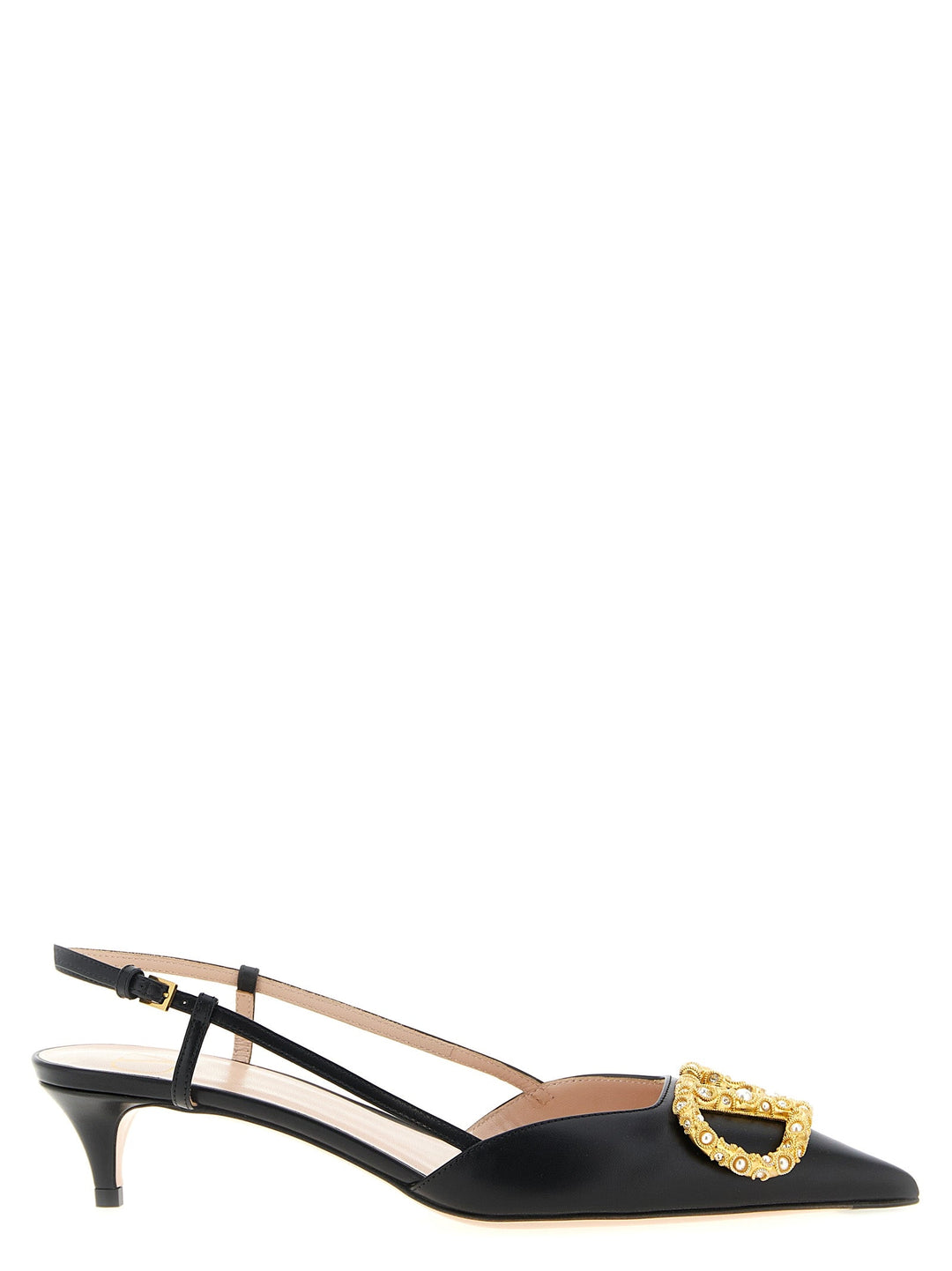 Women’s Valentino Garavani Black Calfskin Mid Heel Pumps