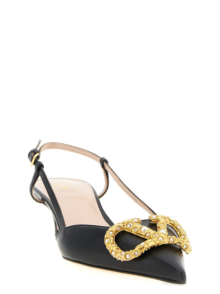 Women’s Valentino Garavani Black Calfskin Mid Heel Pumps