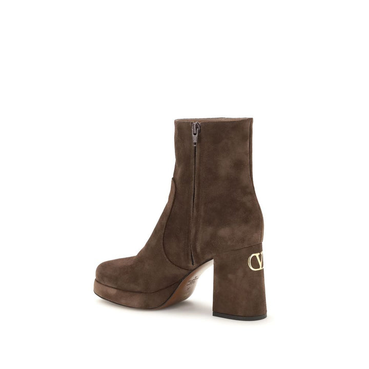 Women’s Valentino Garavani Brown Calf Leather Bos Taurus Ankle Boots