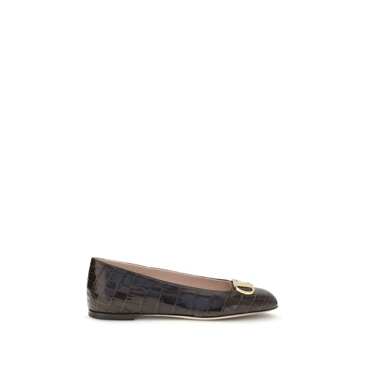 Women’s Valentino Garavani Brown Calf Leather Bos Taurus Ballet Flats