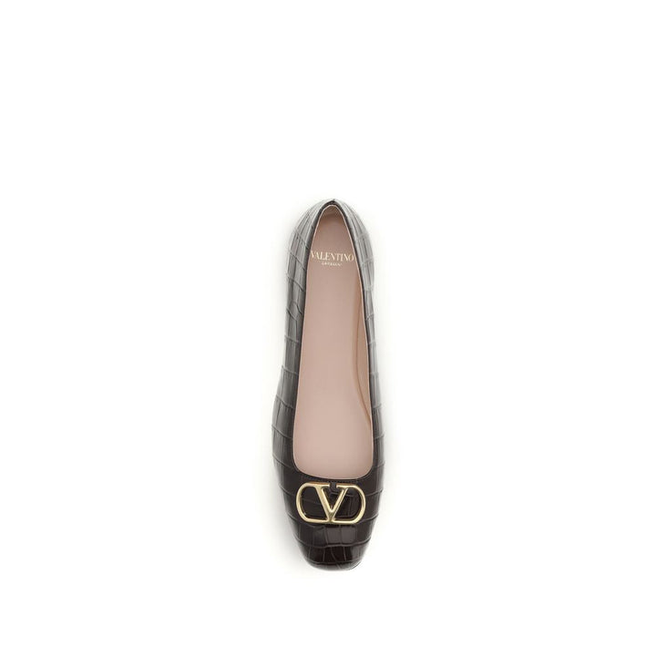 Women’s Valentino Garavani Brown Calf Leather Bos Taurus Ballet Flats