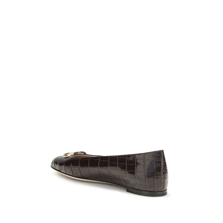Women’s Valentino Garavani Brown Calf Leather Bos Taurus Ballet Flats