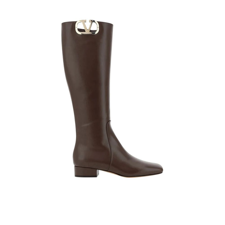 Women’s Valentino Garavani Brown Calfskin Flat Boots