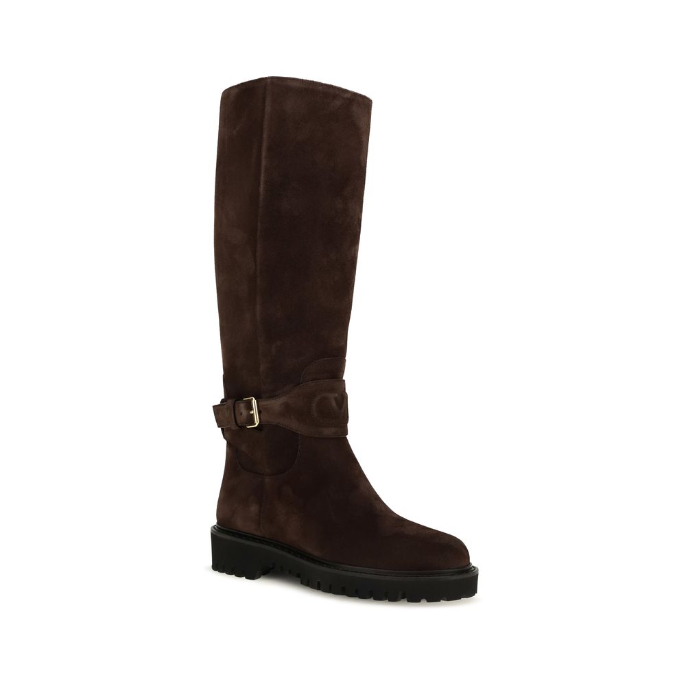 Women’s Valentino Garavani Brown Suede Leather Flat Boots