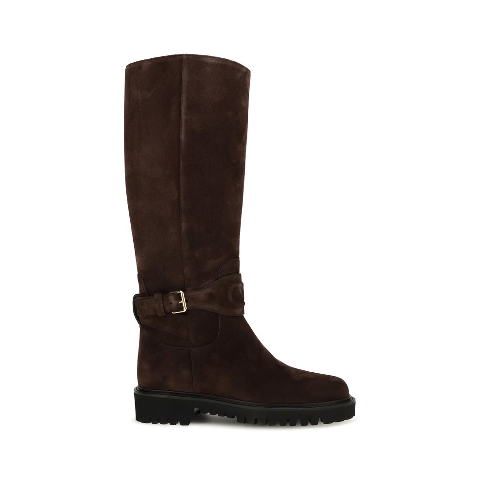 Women’s Valentino Garavani Brown Suede Leather Flat Boots