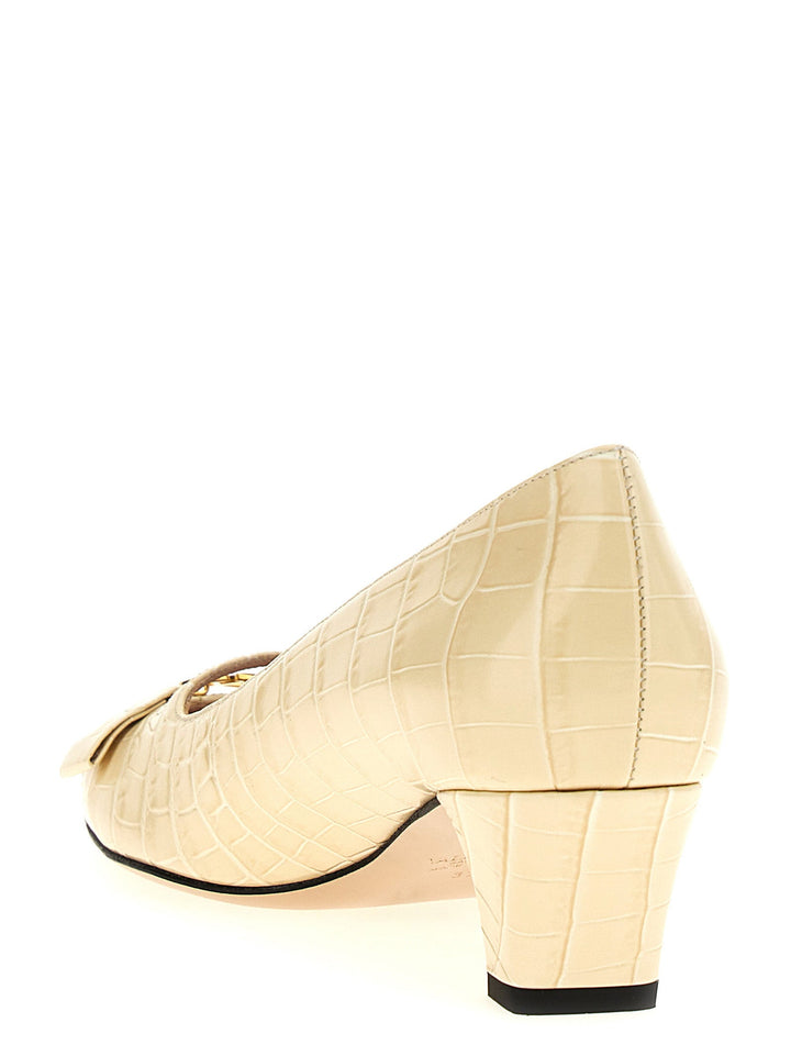 Women’s Valentino Garavani White Calfskin Mid Heel Pumps