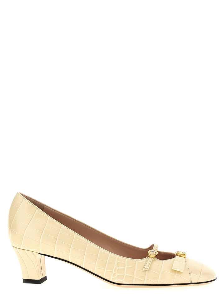 Women’s Valentino Garavani White Calfskin Mid Heel Pumps