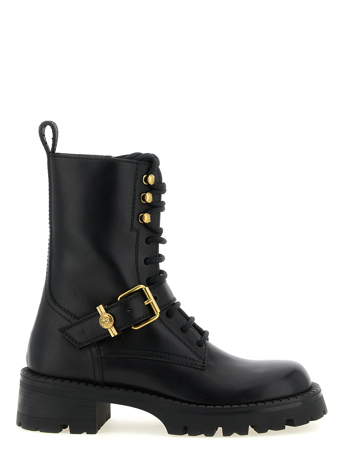 Women’s Versace Black Calfskin Lace-up Boots
