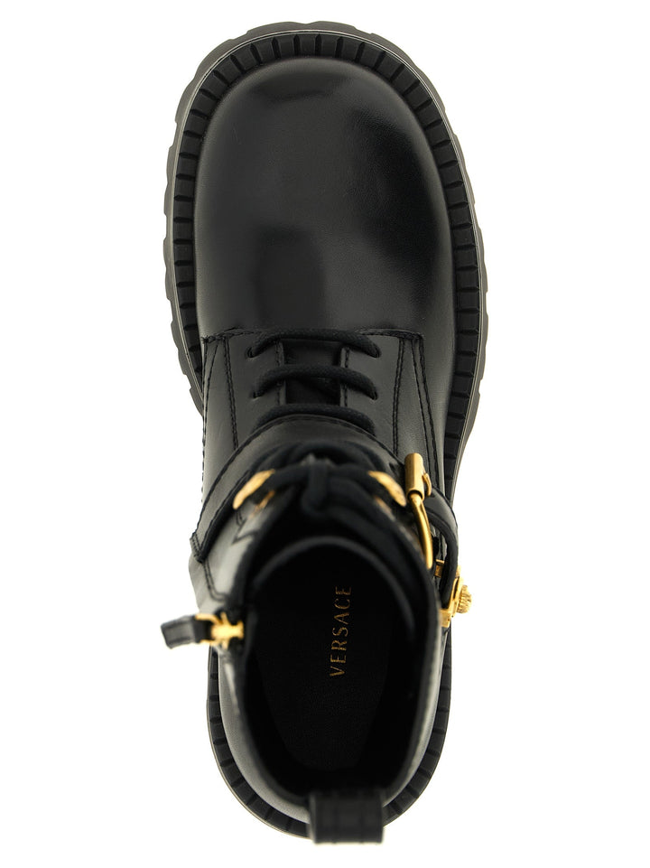 Women’s Versace Black Calfskin Lace-up Boots