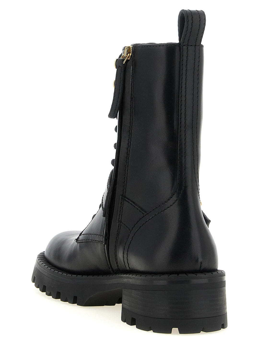 Women’s Versace Black Calfskin Lace-up Boots