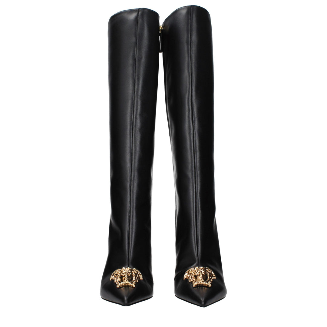 Women’s Versace Black Leather High Heel Boots
