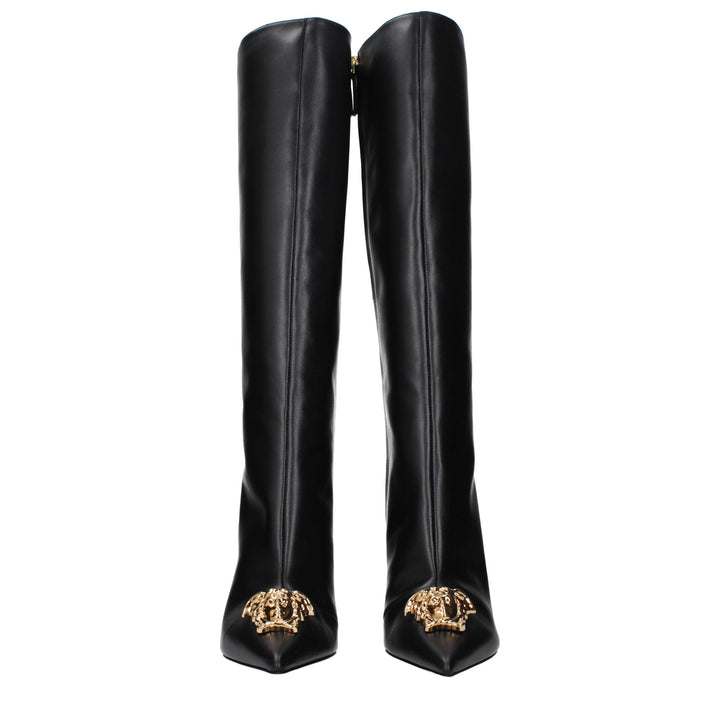 Women’s Versace Black Leather High Heel Boots