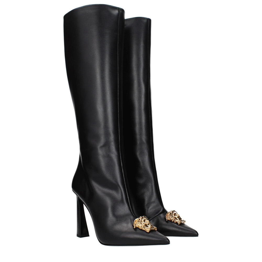 Women’s Versace Black Leather High Heel Boots
