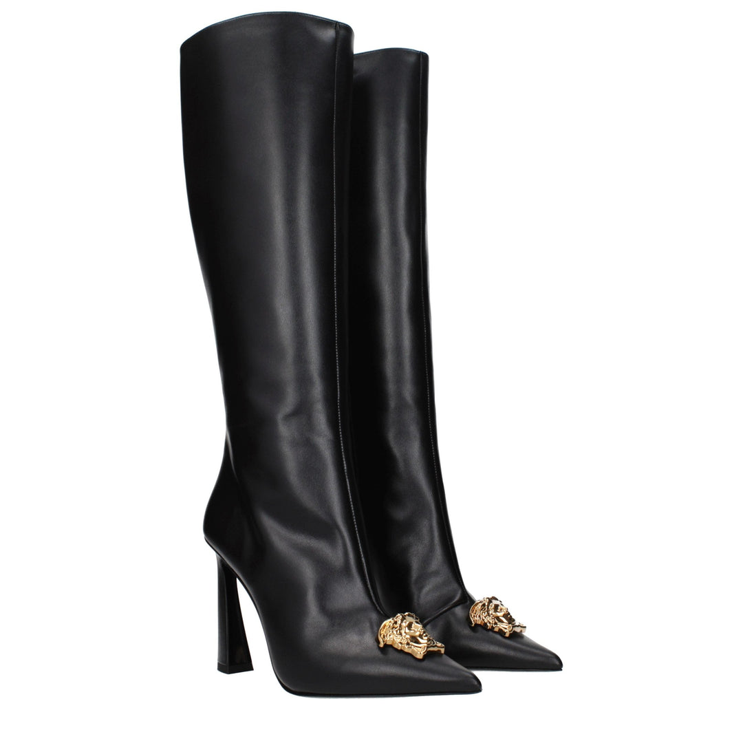 Women’s Versace Black Leather High Heel Boots