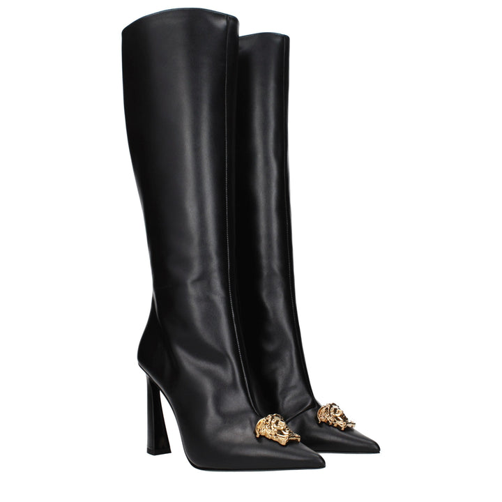 Women’s Versace Black Leather High Heel Boots